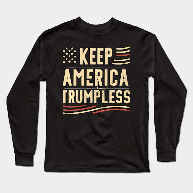 Keep America Trumpless American Flag Map Long Sleeve T-Shirt by lam-san-dan
